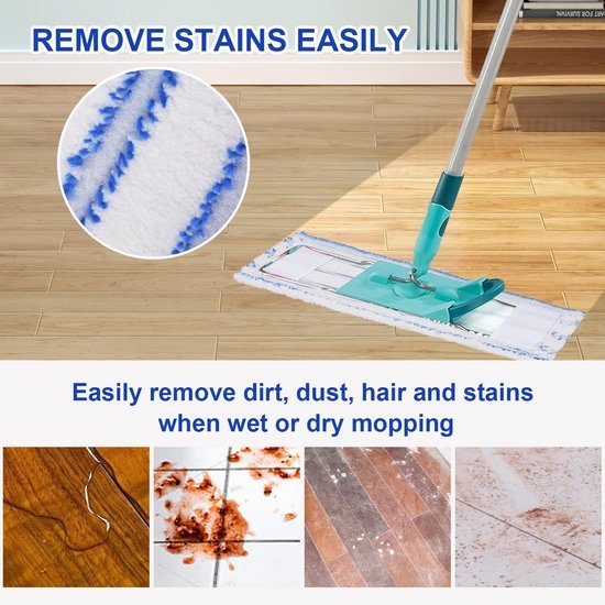 Ibenzoa® Set van vier microvezel dweilhoezen voor efficiënte vloerreiniging