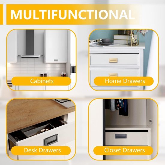 Unyqoos® Set van vier stijlvolle gouden kastgrepen voor moderne inrichting