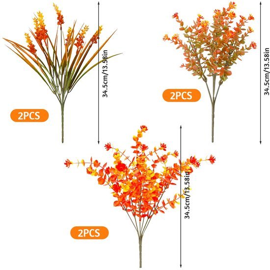 Unyqoos® Set van zes levensechte kunstbloemen voor binnen en buiten decoratie
