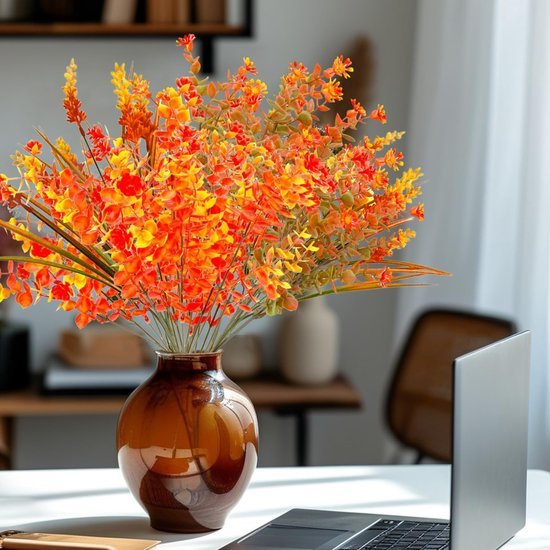 Unyqoos® Set van zes levensechte kunstbloemen voor binnen en buiten decoratie