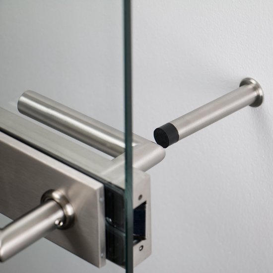 Unyqoos® Roestvrijstalen wanddeurstopper met rubberen buffer en bevestigingsmateriaal