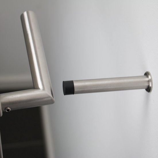 Unyqoos® Roestvrijstalen wanddeurstopper met rubberen buffer en bevestigingsmateriaal