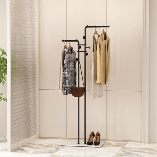 Ibenzoa® Stijlvolle zwarte metalen kapstok met vijf haken voor veelzijdig gebruik Ibenzoa® Stijlvolle zwarte metalen kapstok met vijf haken voor veelzijdig gebruik