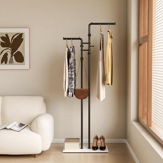 Ibenzoa® Stijlvolle zwarte metalen kapstok met vijf haken voor veelzijdig gebruik Ibenzoa® Stijlvolle zwarte metalen kapstok met vijf haken voor veelzijdig gebruik