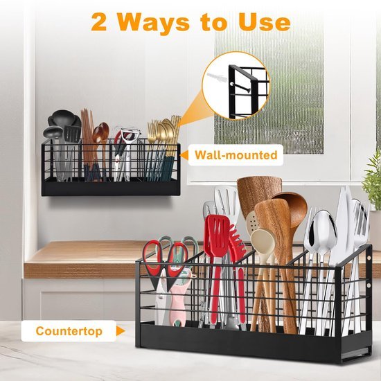 Ibenzoa® Stijlvolle en functionele keukengereihouder met vier vakken voor werkblad of wand
