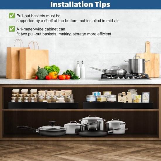 Ibenzoa® Set van 2 verstelbare uittrekbare keukenlades voor efficiënte organisatie