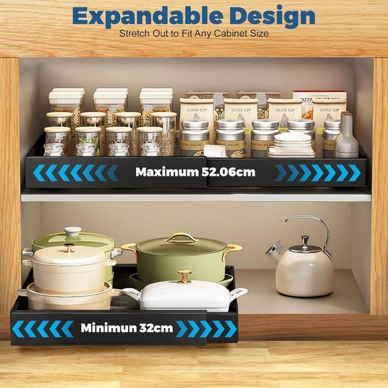 Ibenzoa® Set van 2 verstelbare uittrekbare keukenlades voor efficiënte organisatie