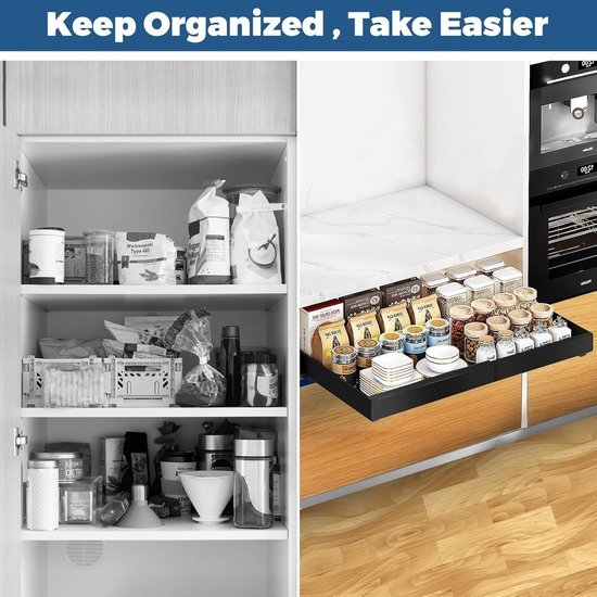 Ibenzoa® Set van 2 verstelbare uittrekbare keukenlades voor efficiënte organisatie