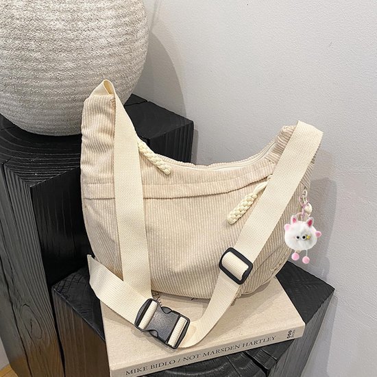 Ibenzoa® Stijlvolle en veelzijdige corduroy schoudertas voor dames met verstelbare riem