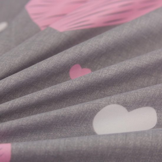 Ibenzoa® Roze en Grijze Beddengoedset van Katoen Microvezel met Hartmotief
