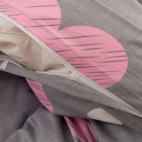 Ibenzoa® Roze en Grijze Beddengoedset van Katoen Microvezel met Hartmotief