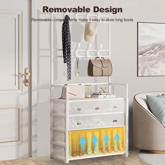 Ibenzoa® Ruim kledingrek met hoedenhaken en schoenenrekken voor diverse opbergruimtes Ibenzoa® Ruim kledingrek met hoedenhaken en schoenenrekken voor diverse opbergruimtes