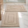 Ibenzoa® Set van 2 Zachte Antislip Badmatten voor Douche en Toilet in Beige