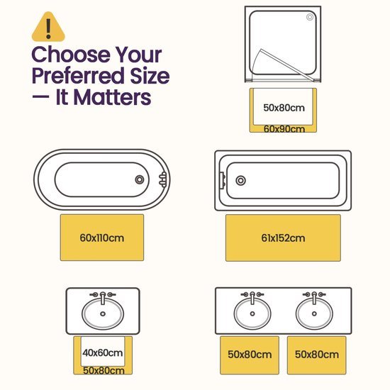 Ibenzoa® Set van 2 Zachte Antislip Badmatten voor Douche en Toilet in Beige