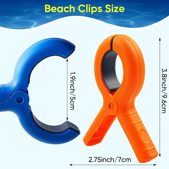 Ibenzoa® Set van 8 kleurrijke windbestendige klemmen voor strandstoelen en waslijn