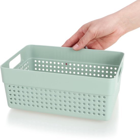 Ibenzoa® Vierdelige set multifunctionele kunststof opbergmanden voor elk interieur Ibenzoa® Vierdelige set multifunctionele kunststof opbergmanden voor elk interieur