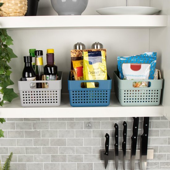 Ibenzoa® Vierdelige set multifunctionele kunststof opbergmanden voor elk interieur Ibenzoa® Vierdelige set multifunctionele kunststof opbergmanden voor elk interieur