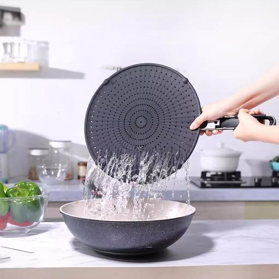 Ibenzoa® Universele siliconen spatbescherming met inklapbare handgreep voor pannen