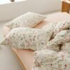 Ibenzoa® Comfortabele katoenen dekbedovertrek set met bloemenpatroon en ritssluiting