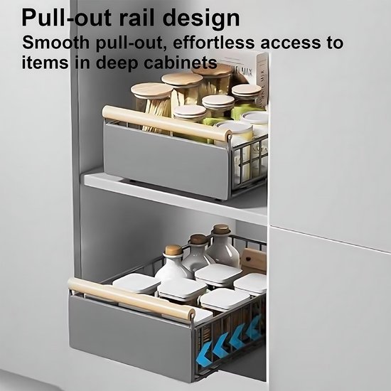 Ibenzoa® Ruimtebesparende uittrekbare lade voor keukenkasten zonder boren
