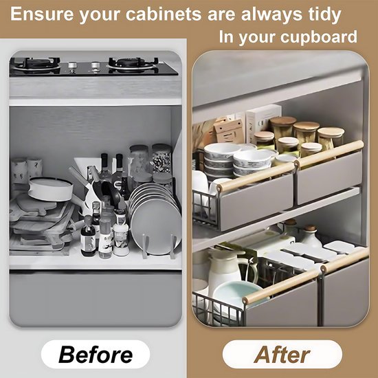 Ibenzoa® Ruimtebesparende uittrekbare lade voor keukenkasten zonder boren