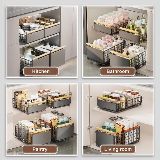 Ibenzoa® Ruimtebesparende uittrekbare lade voor keukenkasten zonder boren