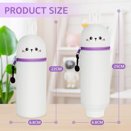 Ibenzoa® Charmant siliconen etui met konijnontwerp voor schrijfgerei en meer Ibenzoa® Charmant siliconen etui met konijnontwerp voor schrijfgerei en meer