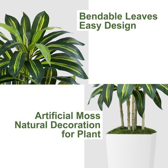 Ibenzoa® Levensechte dracaena kunstplant 180 cm met elegante witte plantenbak