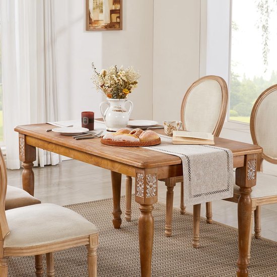 Ibenzoa® Rustieke linnen tafelloper met geometrisch patroon voor elke gelegenheid