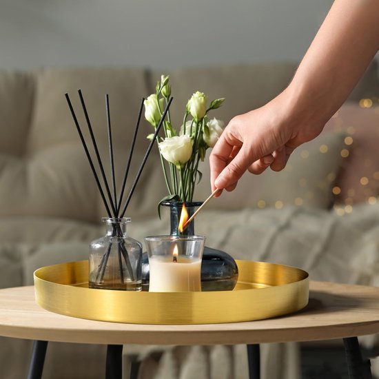 Ibenzoa® Rond goudkleurig dienblad van metaal voor stijlvolle organisatie thuis