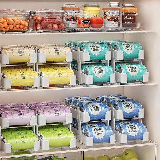 Ibenzoa® Ruime en praktische drankblikjes-organizer voor koelkast met rollende lade