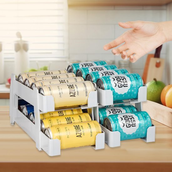 Ibenzoa® Ruime en praktische drankblikjes-organizer voor koelkast met rollende lade