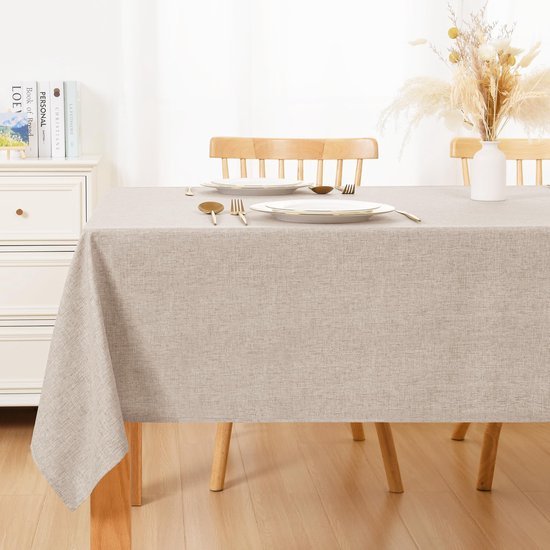 Ibenzoa® Zacht en waterafstotend tafelkleed in linnenlook voor binnen en buiten