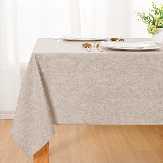 Ibenzoa® Zacht en waterafstotend tafelkleed in linnenlook voor binnen en buiten