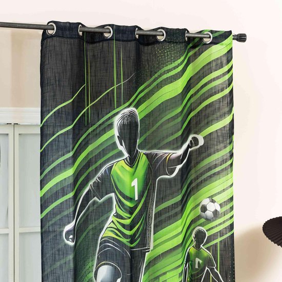 Ibenzoa® Moderne halftransparante gordijn met linnenlook en voetbalthema