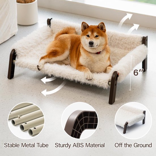 Ibenzoa® Verhoogd ademend hondenbed met wasbare hoes en antislip bodem, XL formaat