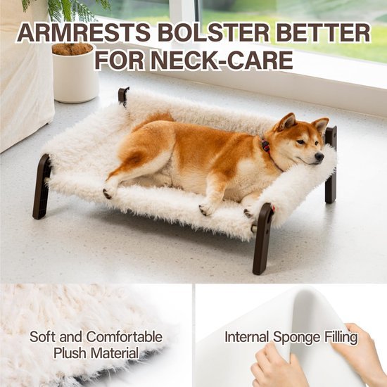 Ibenzoa® Verhoogd ademend hondenbed met wasbare hoes en antislip bodem, XL formaat