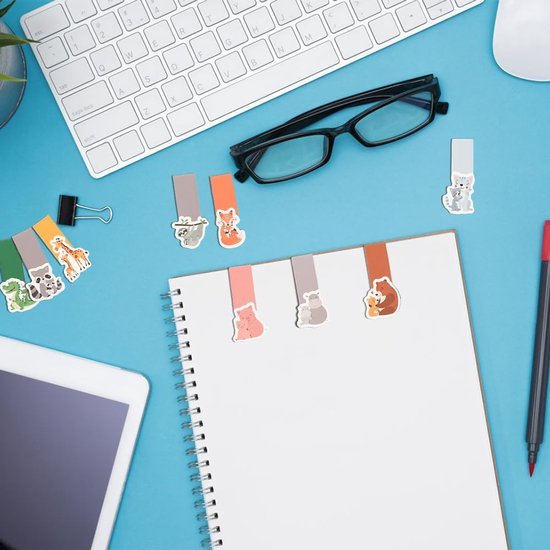 Ibenzoa® Set van 15 magnetische boekenleggers met dierenthema voor lezers