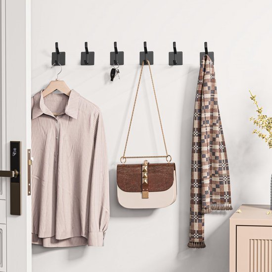 Ibenzoa® Set van vier zwarte zelfklevende haken voor badkamer en keuken