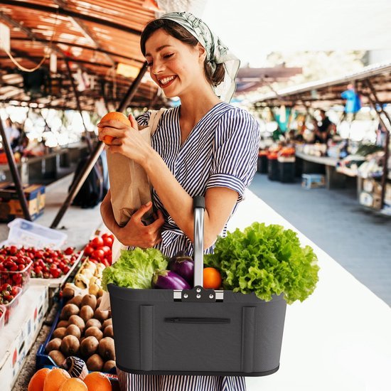Ibenzoa® Opvouwbare boodschappentas met versteviging en extra vakken voor veelzijdig gebruik