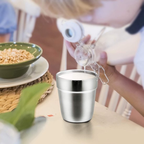 Ibenzoa® Set van 4 dubbelwandige roestvrijstalen espressokopjes voor veelzijdig gebruik Ibenzoa® Set van 4 dubbelwandige roestvrijstalen espressokopjes voor veelzijdig gebruik