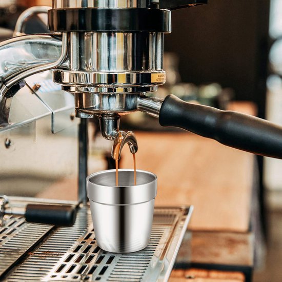Ibenzoa® Set van 4 dubbelwandige roestvrijstalen espressokopjes voor veelzijdig gebruik Ibenzoa® Set van 4 dubbelwandige roestvrijstalen espressokopjes voor veelzijdig gebruik