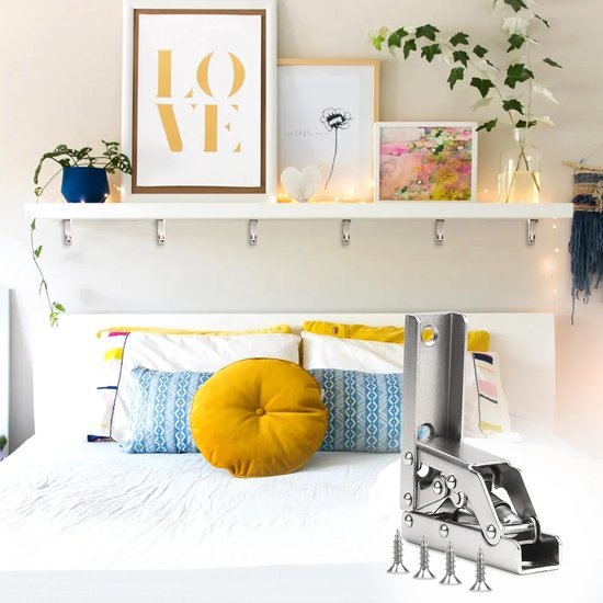 Ibenzoa® Set van 6 inklapbare scharnieren voor kastdeuren met veer en schroeven