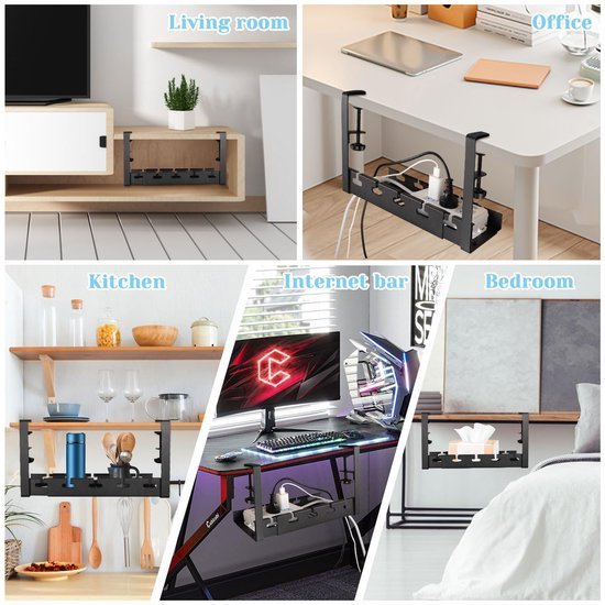 Ibenzoa® Uittrekbare kabelgoot voor eenvoudig kabelbeheer onder bureau zonder boren