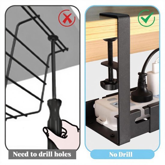 Ibenzoa® Uittrekbare kabelgoot voor eenvoudig kabelbeheer onder bureau zonder boren