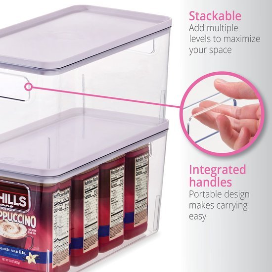 Ibenzoa® Transparante opbergdoos met deksel en handgrepen voor keuken en meer