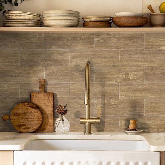 Ibenzoa® Waterdichte zelfklevende tegelstickers met houtnerf voor veelzijdige decoratie