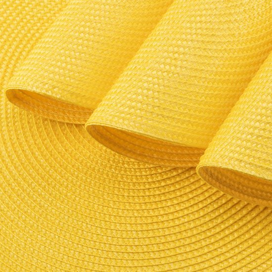 Ibenzoa® Set van 6 stijlvolle gele ronde placemats voor eettafelbescherming en decoratie