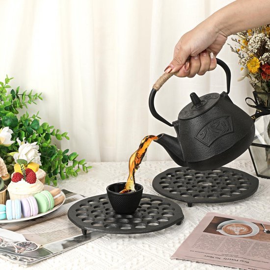 Ibenzoa® Set van twee ronde gietijzeren grillroosters met drie poten voor veelzijdig gebruik