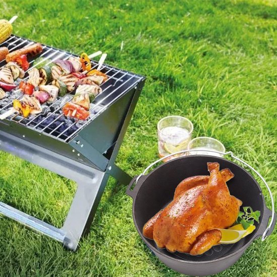 Ibenzoa® Set van twee ronde gietijzeren grillroosters met drie poten voor veelzijdig gebruik